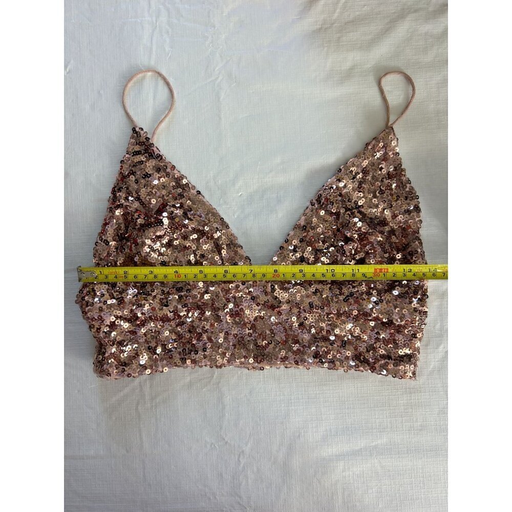 Intimately By Free People Women's Pale Pink Big Night Crop Top Sequin Size Small - Picture 7 of 8